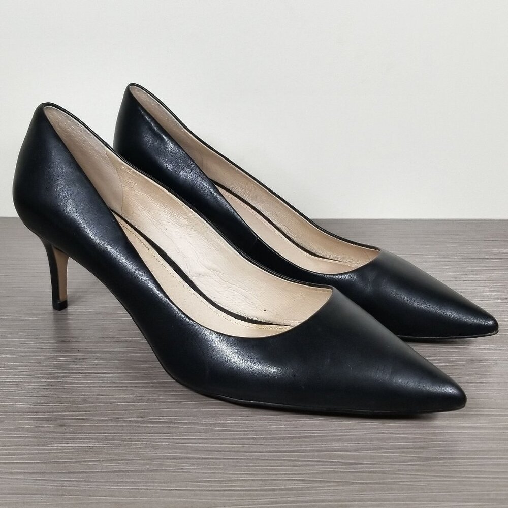 Louise et Cie Jordyna Pointed Toe Pump, Black Leather, Womens Size 11 M / 43
